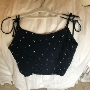 Brandy Melville flowy palm navy tree crop top